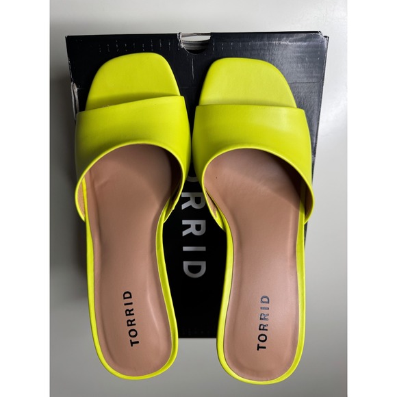 torrid Shoes - Torrid Neon Yellow Stiletto Mules Square Toe High Heel Sandals 10WW 17230582